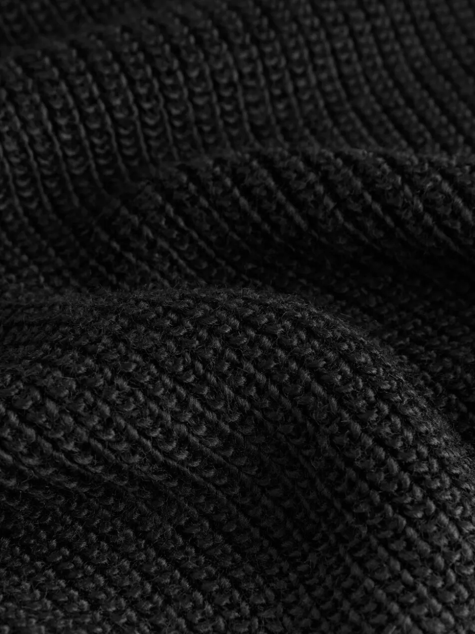 Zwart - Roll Neck Ribbed Knitted Poncho