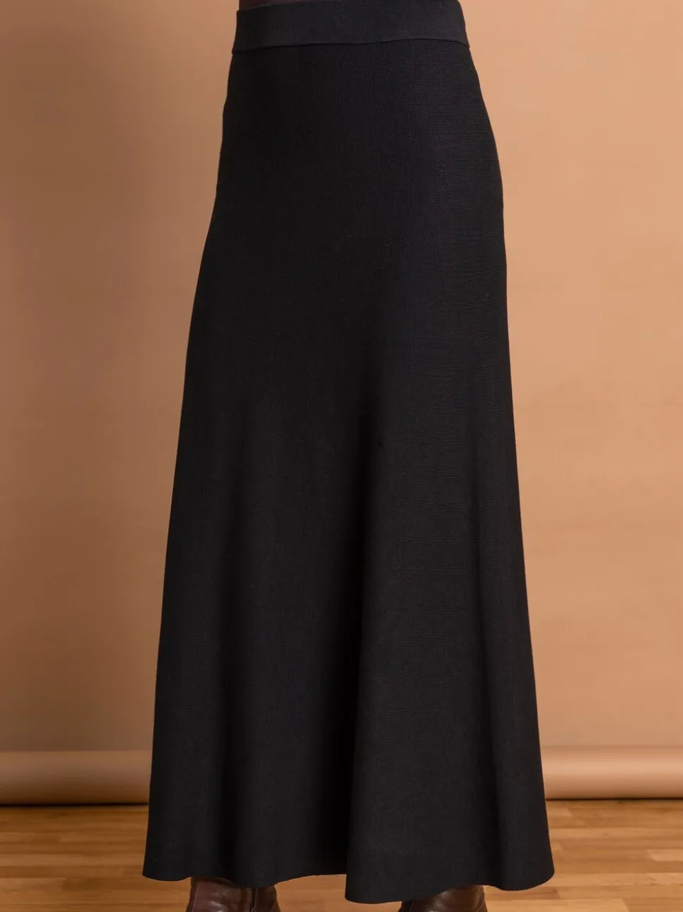 Zwart - Roman gebreide Midi stretchy rok