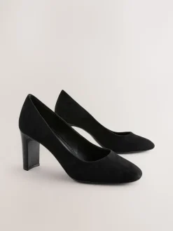 Zwart - Ronde Teen Block Court Schoenen