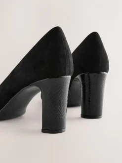 Zwart - Ronde Teen Block Court Schoenen