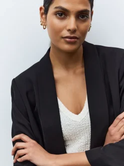 Zwart - Ruimvallend blazer met gerimpelde mouwen