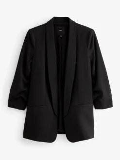 Zwart - Ruimvallend blazer met gerimpelde mouwen