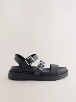Zwart - Sandalen met dikke zool en gesp