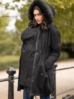 Zwart - Seraphine Premium Sub-Zero donsgevulde 3-in-1 zwangerschaps- en draagparka