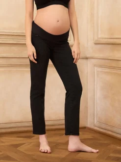 Zwart - Seraphine Premium Slim-Fit Zwangerschapsjeans van Biologisch Katoen Onder de Buik