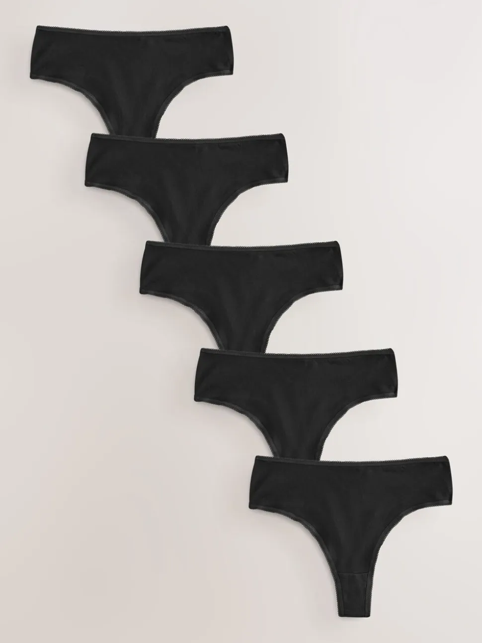 Zwart - Set van 5 slips met hoog katoengehalte