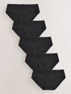 Zwart - Set van 5 slips met hoog katoengehalte