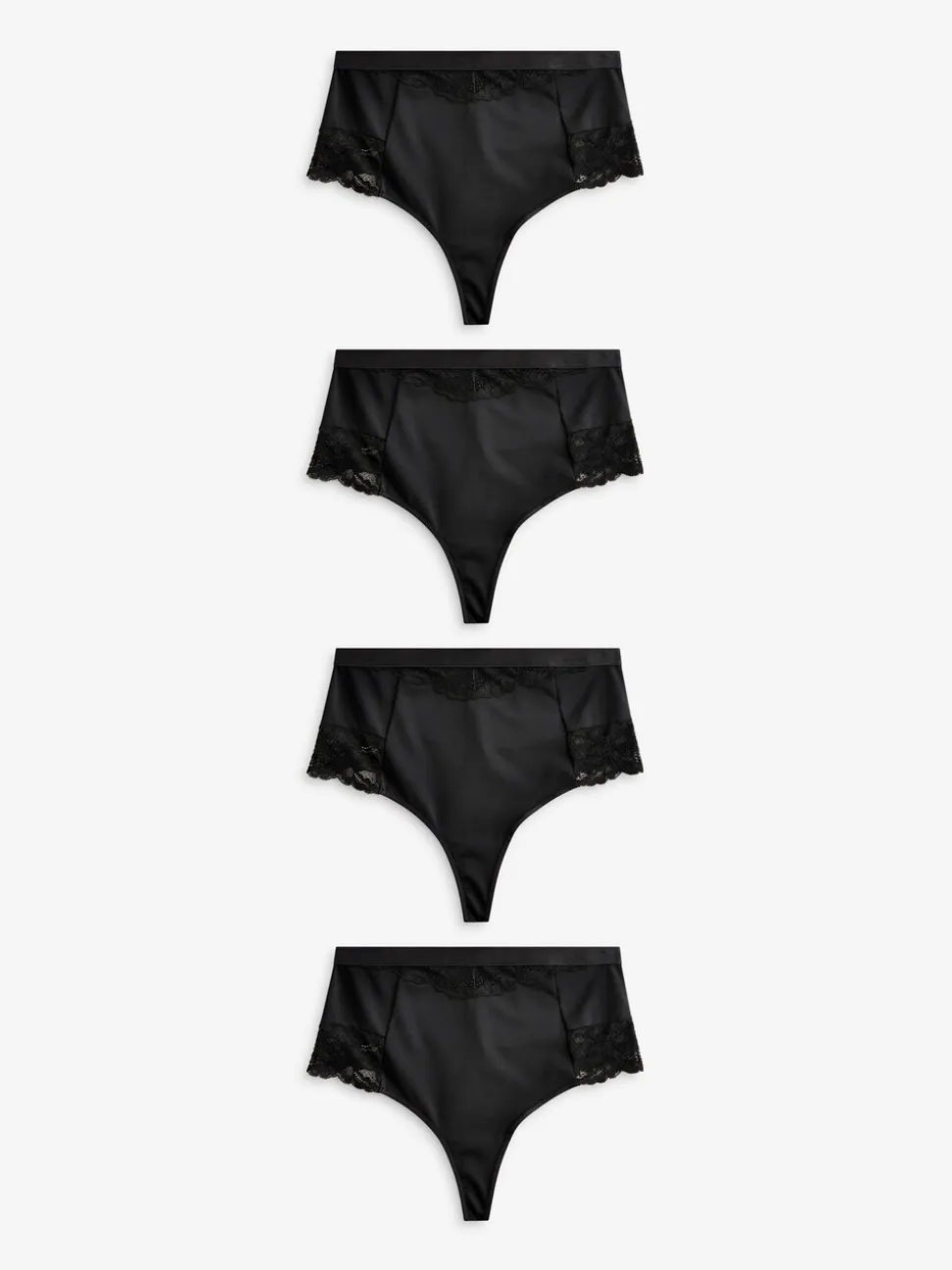 Zwart - Set van 4 vormgevende bikini's met kant op de rug en buikcorrigerend effect