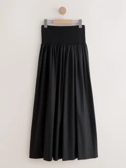 Zwart - Shirred Maxi Skirt