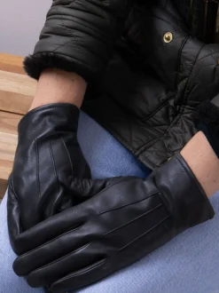 Zwart - Shopper 3 Point Smartouch winterleren handschoenen