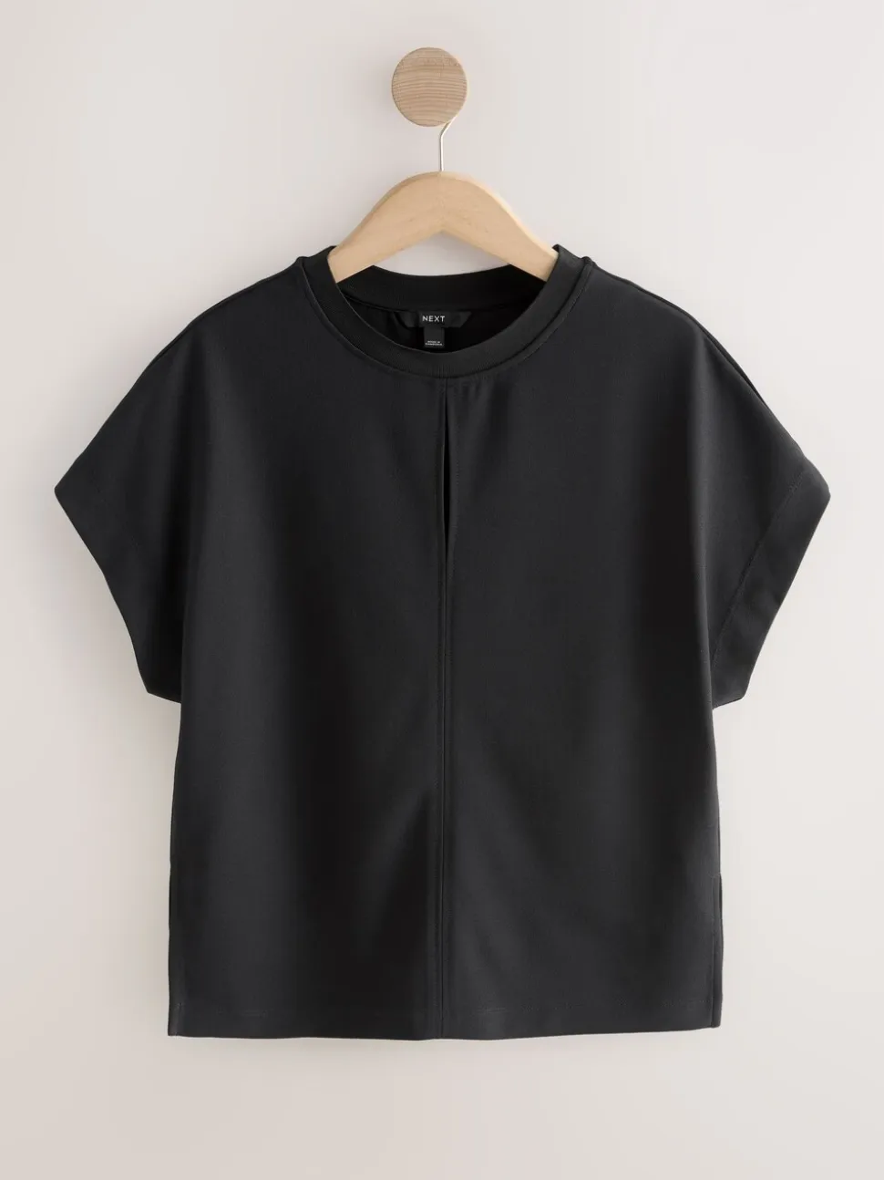 Zwart - Short Sleeve Keyhole Crew Neck Top