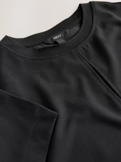 Zwart - Short Sleeve Keyhole Crew Neck Top