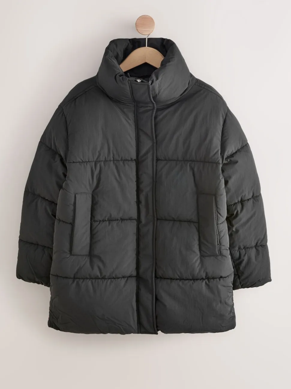 Zwart - Shower Resistant Mid Length Padded Coat