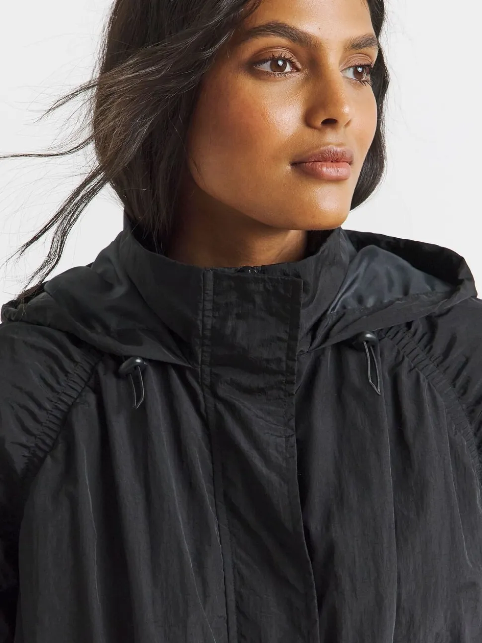 Zwart - Simply Be Longline Rubberised Raincoat.