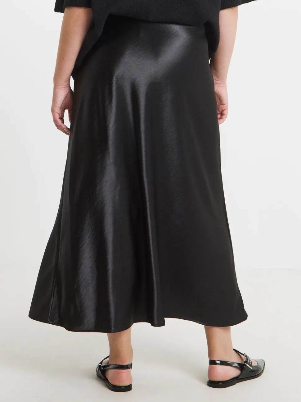 Zwart - Simply Be satijnen maxi-rok