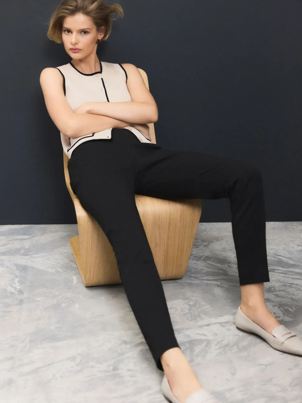 Zwart - Skinny getailleerde broek