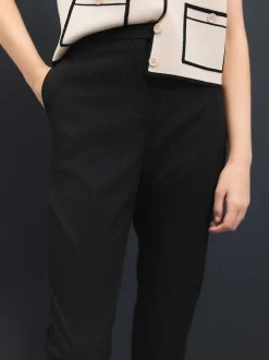 Zwart - Skinny getailleerde broek
