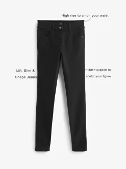 Zwart - Skinny jeans met verlengings- en afslankeffect