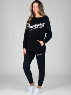 Zwart - Skinny joggingbroek met ananasprint en rits