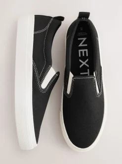 Zwart - Slip On Canvas Skater Trainers