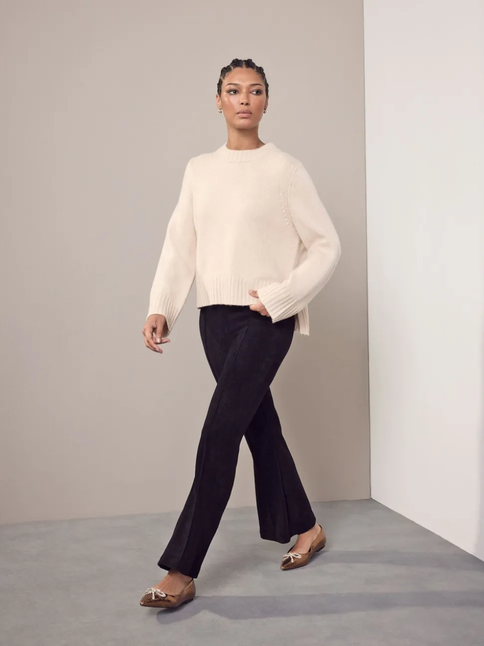 Zwart - Smoothing Corduroy Bootcut Trousers