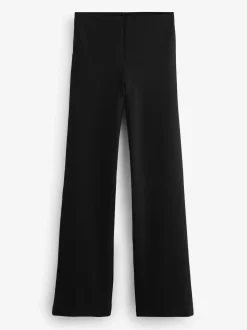 Zwart - Smoothing Ponte Jersey Broek met Wijde Pijpen
