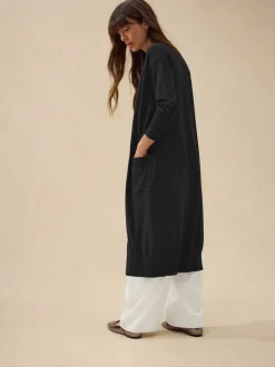 Zwart - Soft Touch Katoenrijk Longline Vest