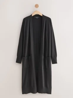 Zwart - Soft Touch Katoenrijk Longline Vest
