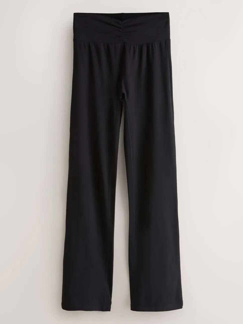 Zwart - Soft Touch Rib Ruched Flare Leggings