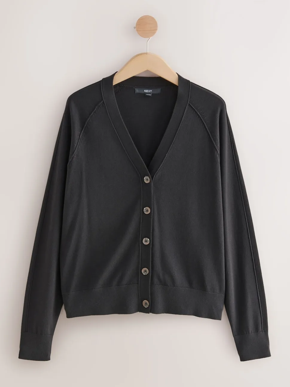 Zwart - Soft Touch V-hals Katoenrijk Vest met Knopen