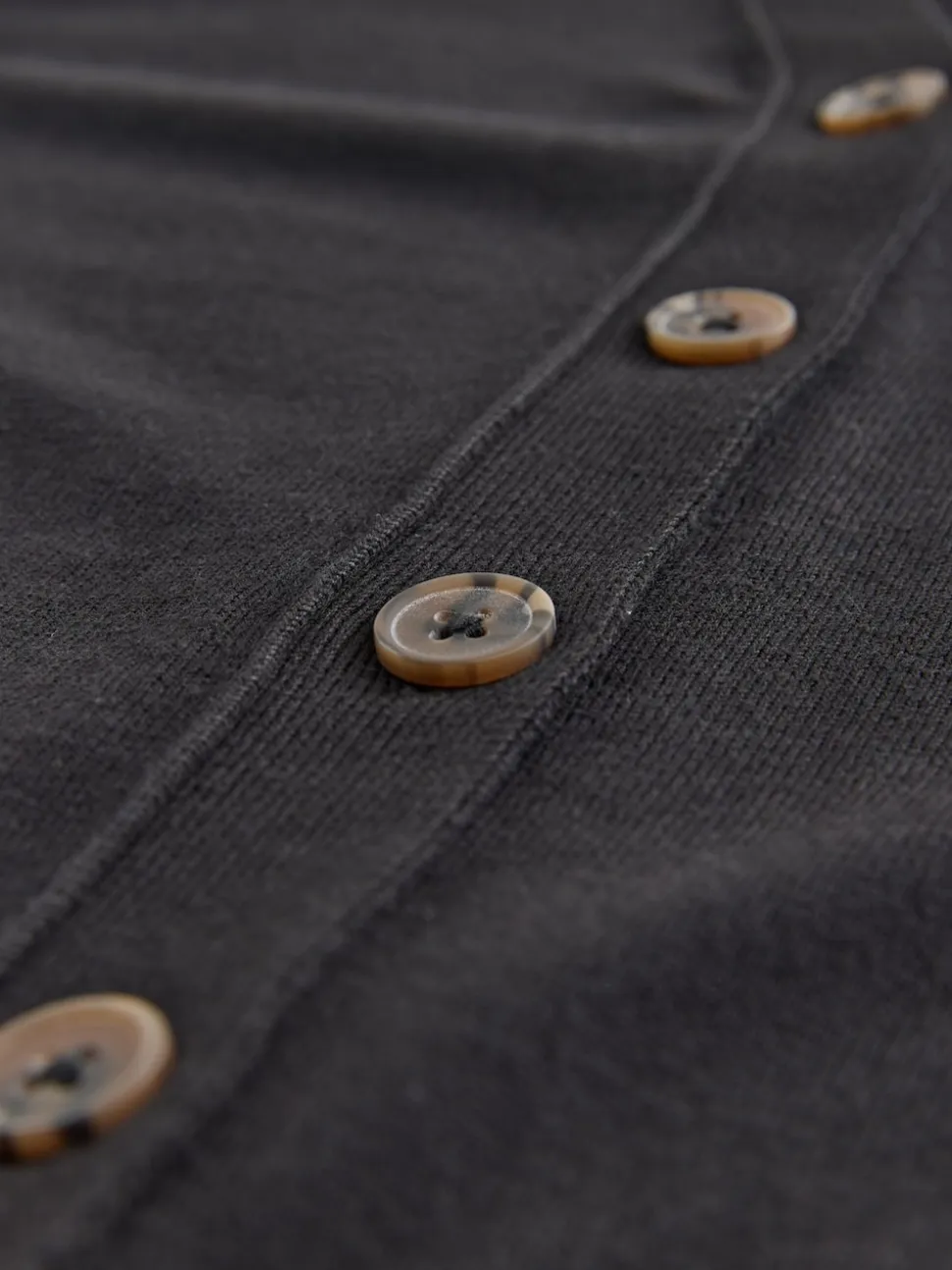 Zwart - Soft Touch V-hals Katoenrijk Vest met Knopen