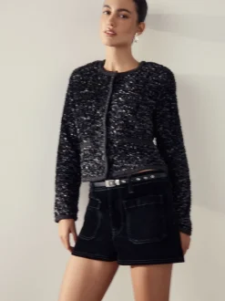 Zwart - Sparkle Buckle Satin Skinny Belt