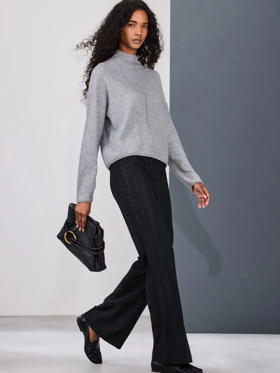 Zwart - Striped Flared Trousers