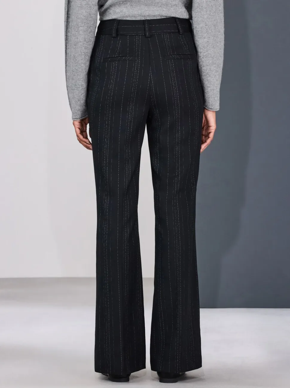 Zwart - Striped Flared Trousers