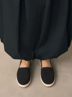 Zwart - Suède espadrilles met dichte neus