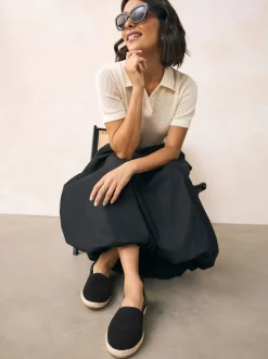 Zwart - Suède espadrilles met dichte neus