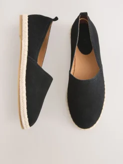 Zwart - Suède espadrilles met dichte neus