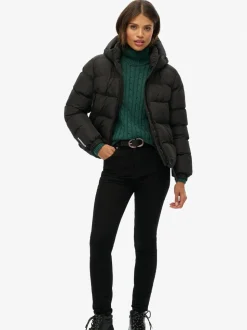 Zwart - Superdry - Gewatteerd sportjack met capuchon