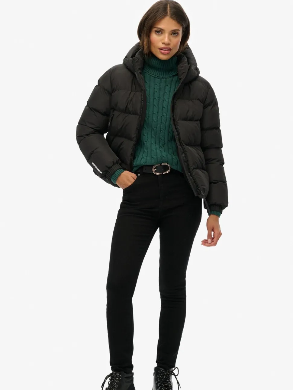 Zwart - Superdry - Gewatteerd sportjack met capuchon