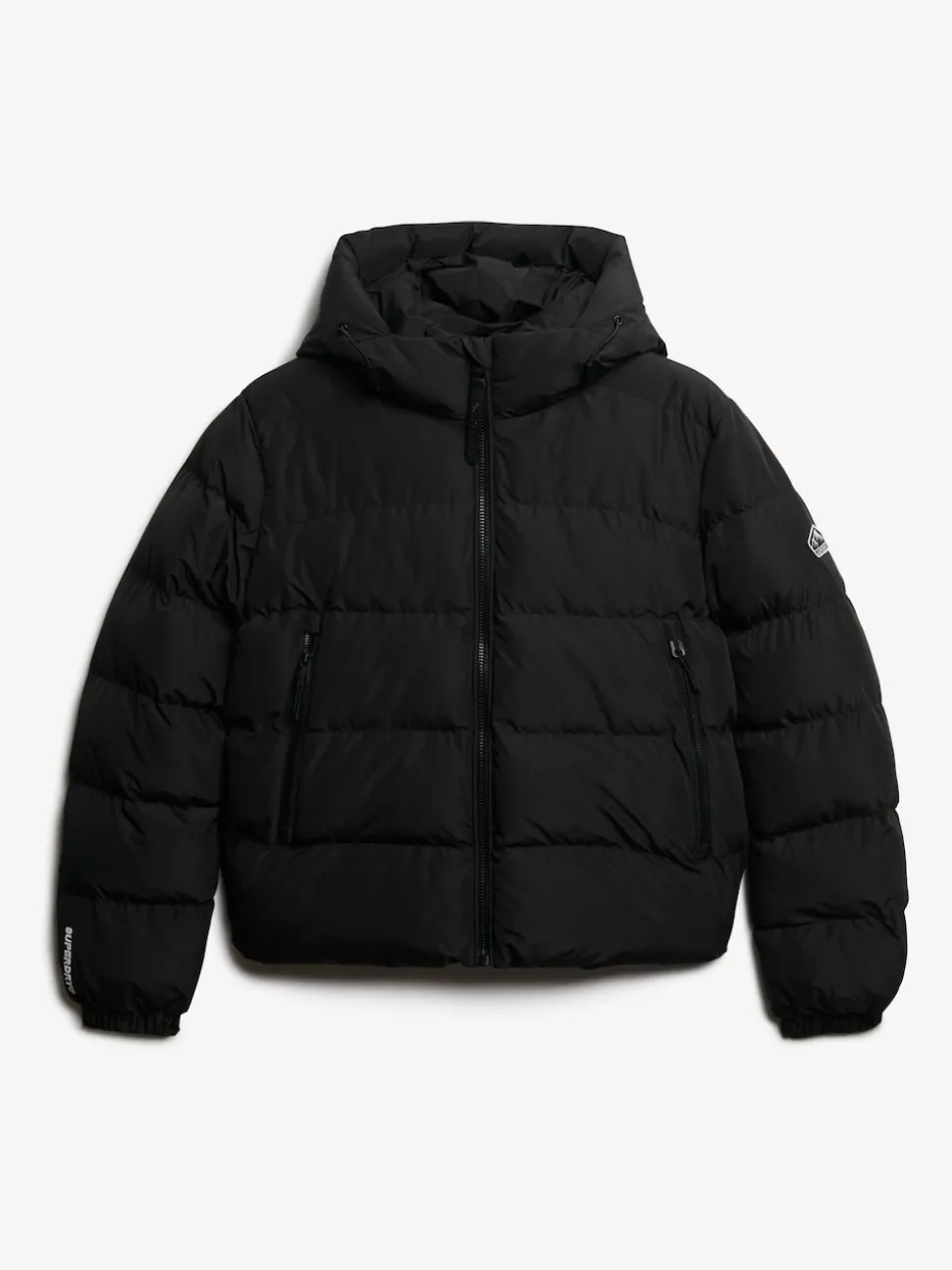 Zwart - Superdry - Gewatteerd sportjack met capuchon
