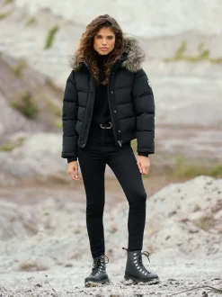 Zwart - Superdry Everest bomberjack met capuchon