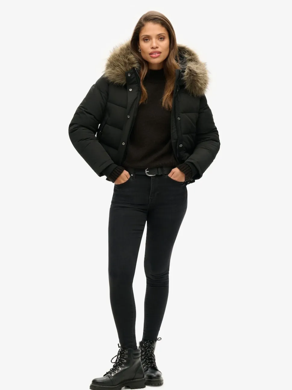 Zwart - Superdry Everest bomberjack met capuchon