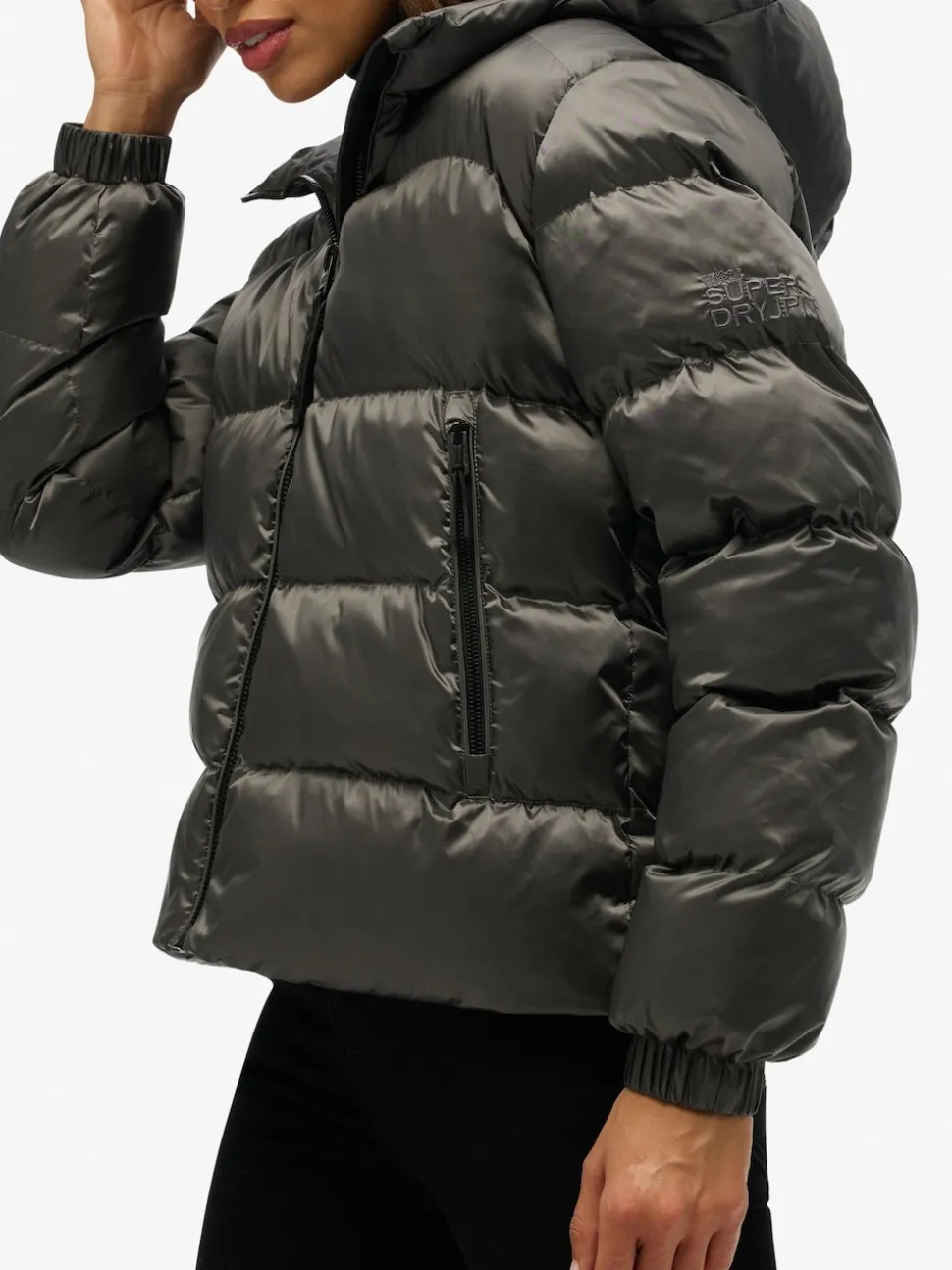 Zwart - Superdry luxe sport pufferjack met capuchon