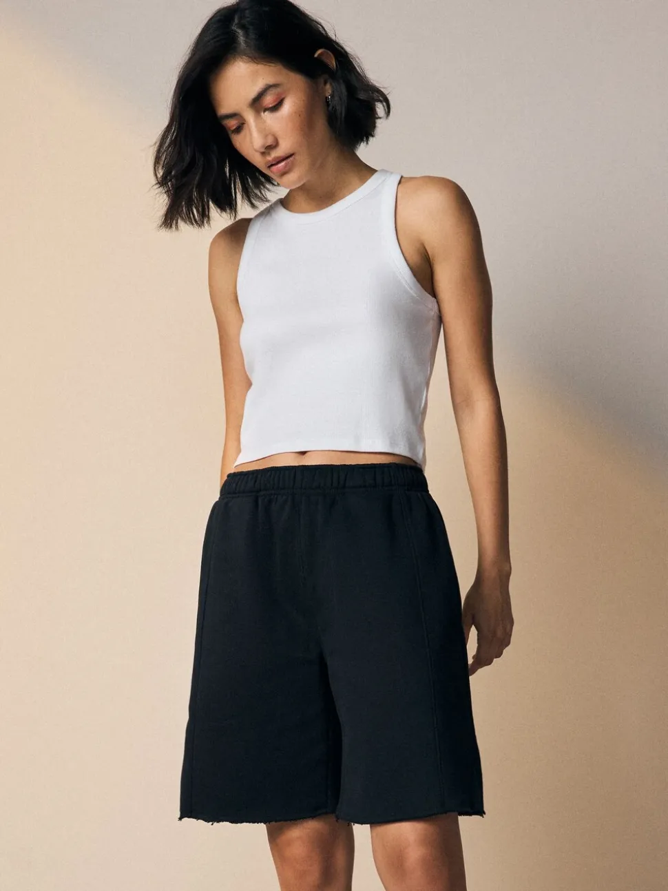 Zwart - Supersoft Peached Essentials Mid Length Jersey Jort Shorts