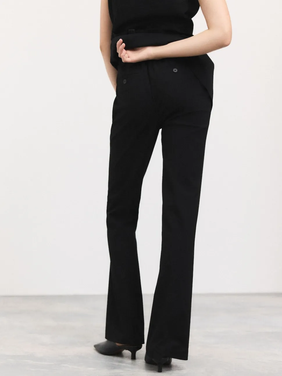 Zwart - Tailored Bootcut Trousers With Wool