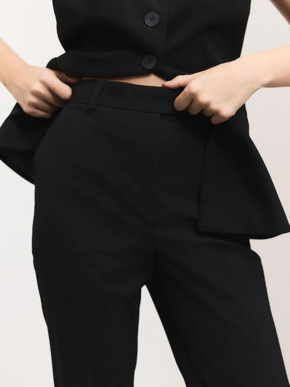Zwart - Tailored Bootcut Trousers With Wool