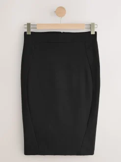 Zwart - Tailored Pencil Skirt With Wool