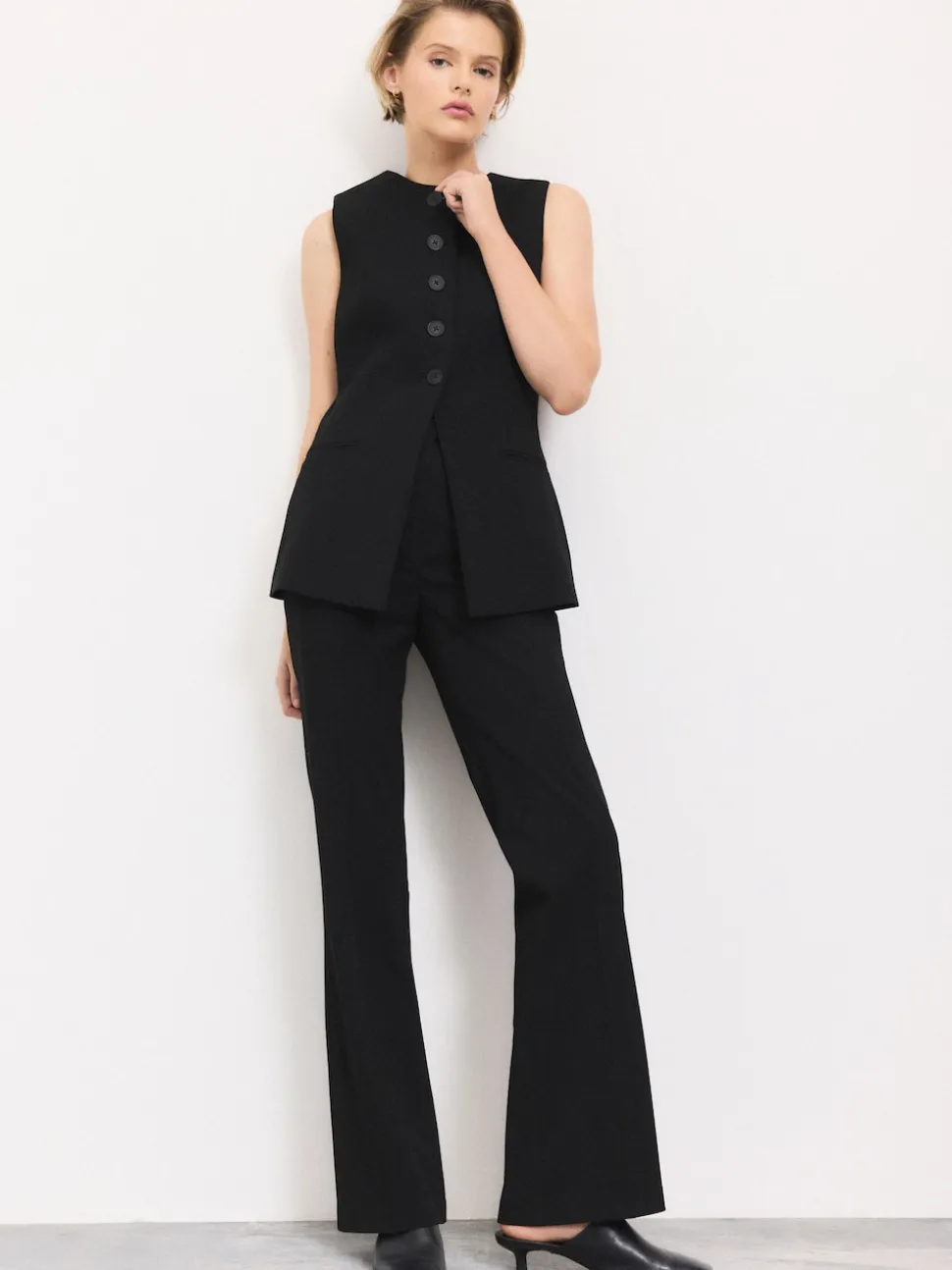 Zwart - Tailored Waistcoat With Wool