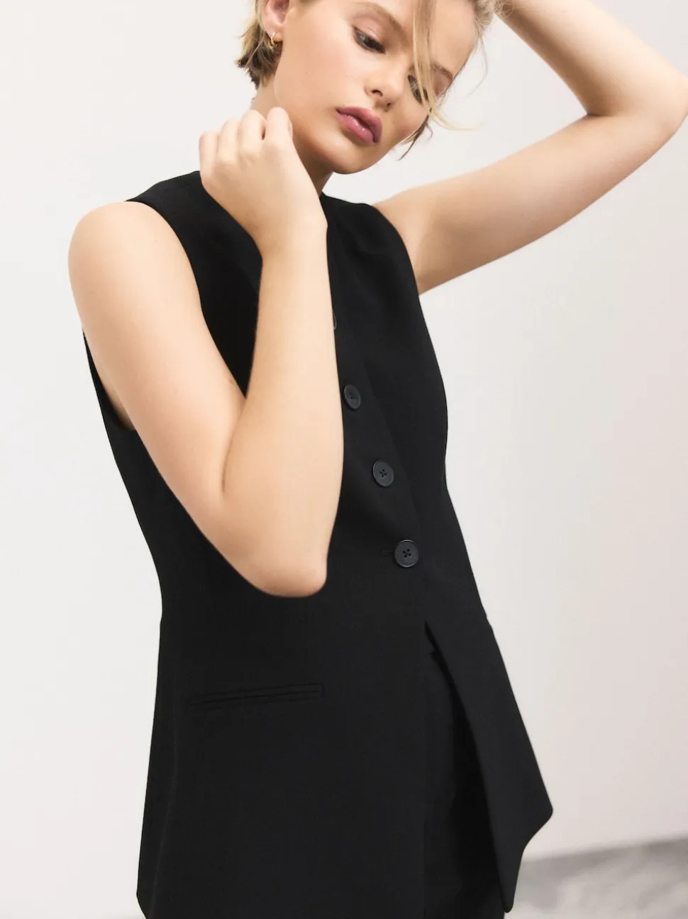 Zwart - Tailored Waistcoat With Wool