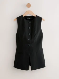 Zwart - Tailored Waistcoat With Wool